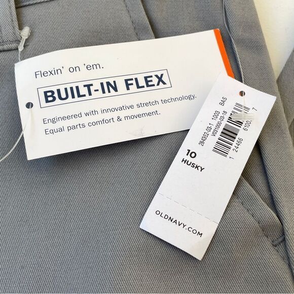 Old Navy Boys Built In Flex Grey Chino Pants Size 10H Husky New With Tags - Picture 6 of 10